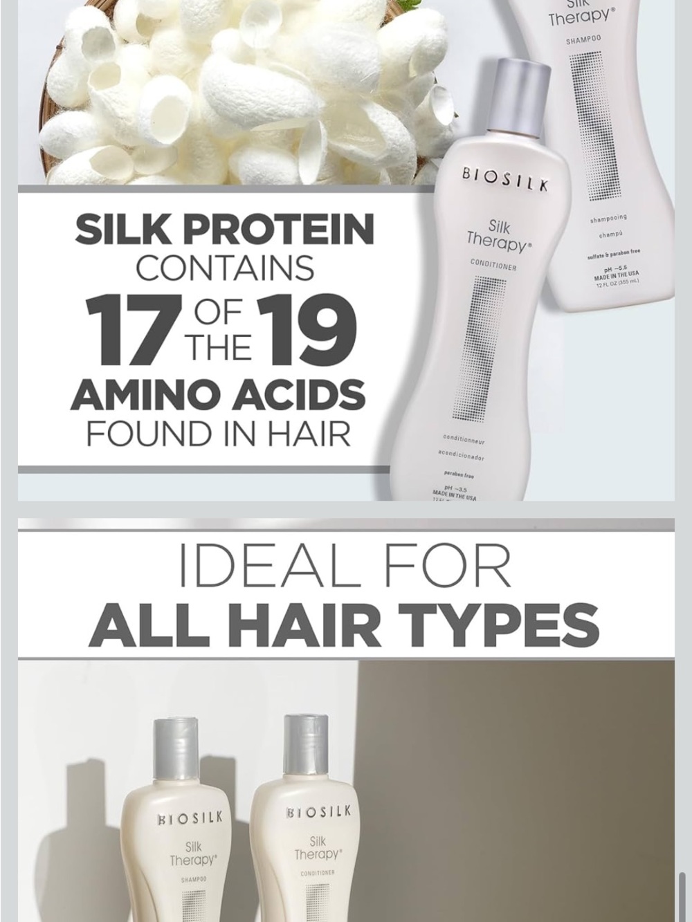 Biosilk Silk Therapy Shampoo & Conditioner Duo — White Bottles - Picture 6 of 6